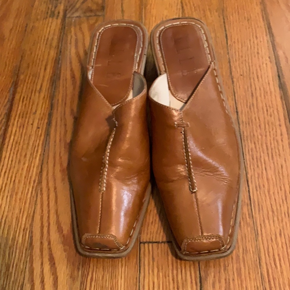 chestnut Elle leather mule, size 40